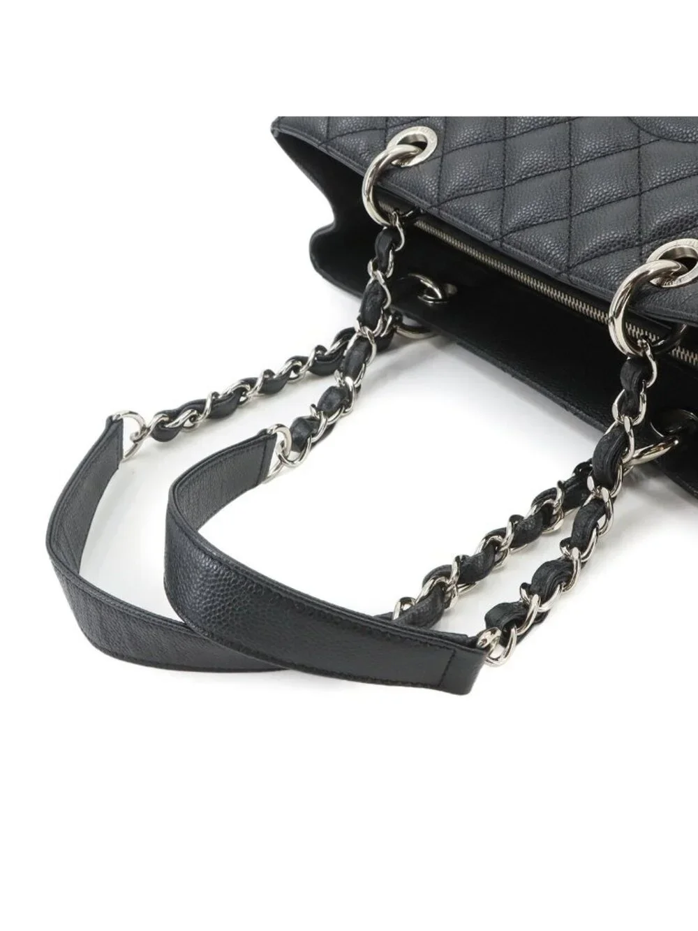 Chanel Quilted Grand Shopping Chain Tote Bag GST Caviar Leather Black